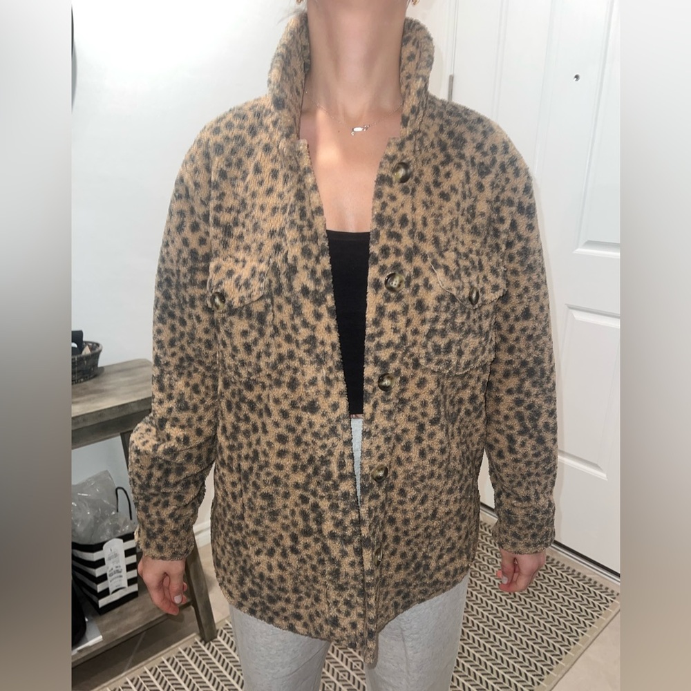 Abercrombie & Fitch Leopard Print Jacket - Brown and Black